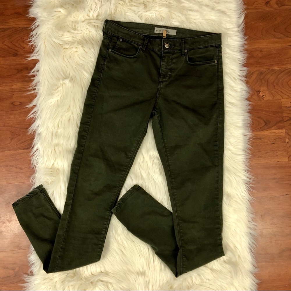 Topshop Moto Leigh Skinny Green Jeans